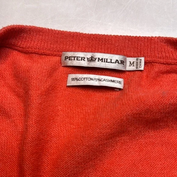 Peter Millar Cashmere Blend Coral V-Neck Sweater Sea Island - Picture 3 of 4